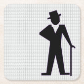 Dansend Man Silhouette met Top Hat en Cane Kartonnen Onderzetters (Voorkant)
