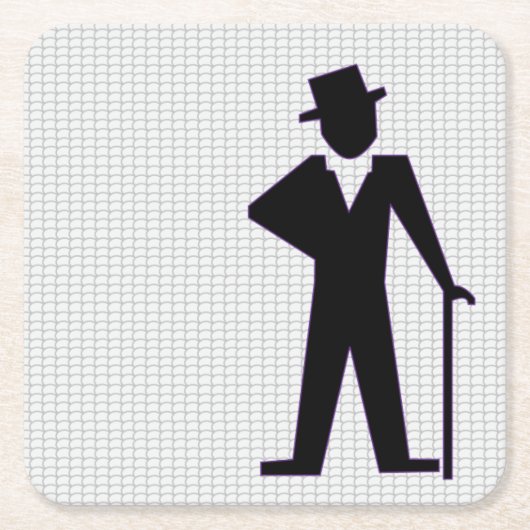 Dansend Man Silhouette met Top Hat en Cane Kartonnen Onderzetters (Voorkant)