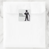 Dansend Man Silhouette met Top Hat en Cane Vierkante Sticker (Tas)