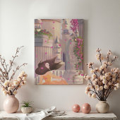 Dansend meisje bij het kasteel Canvasprint Canvas Afdruk