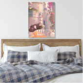 Dansend meisje bij het kasteel Canvasprint Canvas Afdruk (Insitu (Slaapkamer))