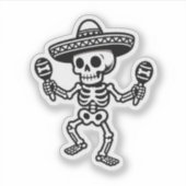 Dansend Mexicaans Skelet Sticker (Voorkant)