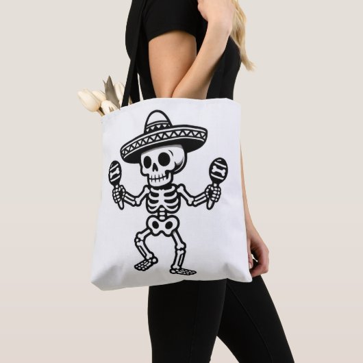 Dansend Mexicaans Skelet Tote Bag (Dichtbij)