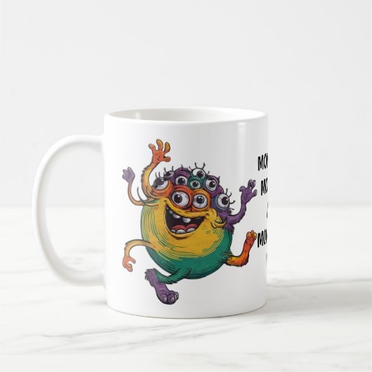 dansend monster koffiemok (Links)