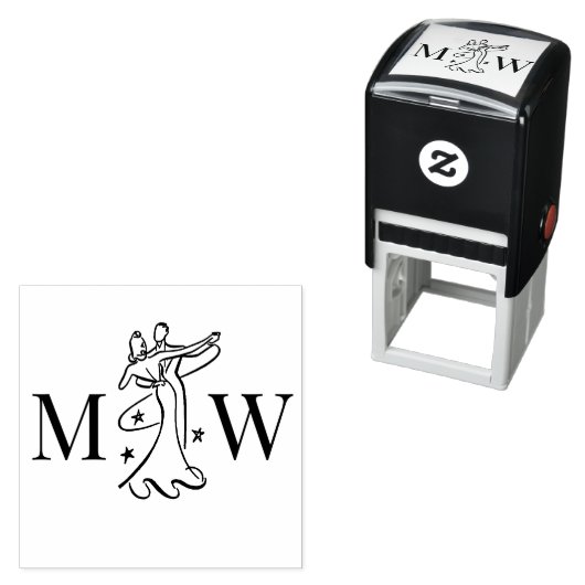 Dansend paar #1 Trouw 2 Initiaal monogram Zelfinktende Stempel (In situ)