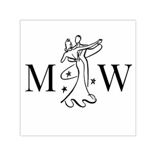 Dansend Paar #1 Trouw 2 Initiële Monogram Zelfinktende Stempel