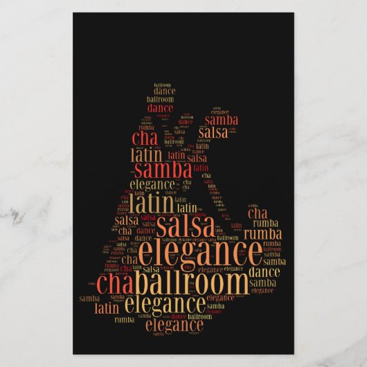 Dansend paar als woordwolk ontwerp flyer (Achterkant)