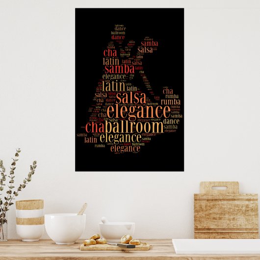 Dansend paar als woordwolk ontwerp poster (Keuken)