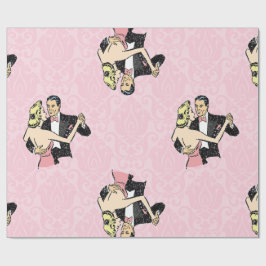Dansend paar  balzaal roze damast cadeaupapier