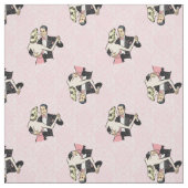 Dansend paar balzaal roze damast stof (Swatch)