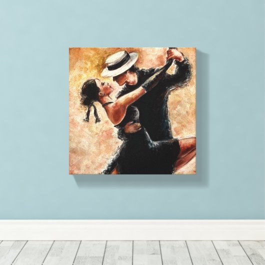 Dansend paar canvas afdruk (Insitu (Houten vloer))