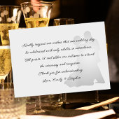 Dansend paar Geen Kinder bruiloft bericht grijs Informatiekaartje