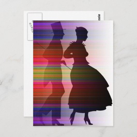 dansend paar in sillouette briefkaart (Voorkant / Achterkant)