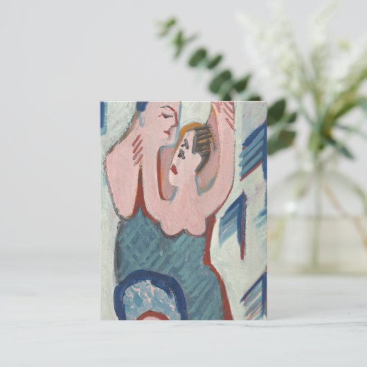 Dansend paar moderne kunst briefkaart (Staand voorkant)
