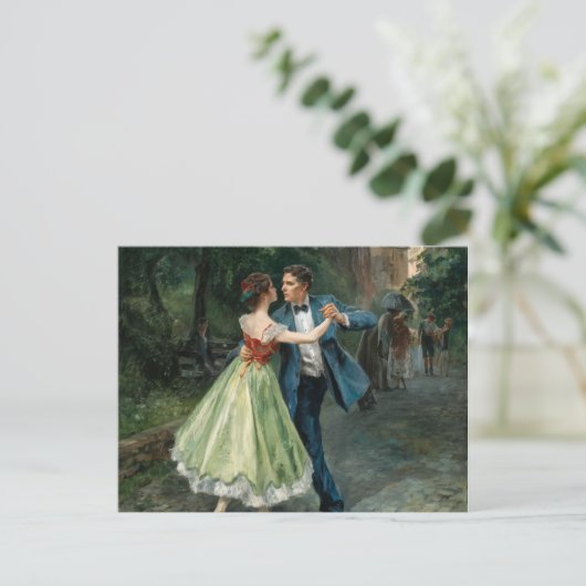 Dansend paar op straat, elegant briefkaart (Staand voorkant)