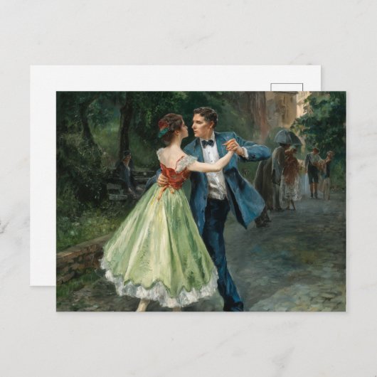 Dansend paar op straat, elegant briefkaart (Voorkant / Achterkant)