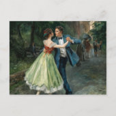 Dansend paar op straat, elegant briefkaart (Voorkant)