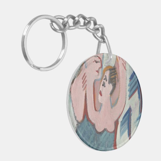 Dansend paar Romantisch  Ronde Acryl Sleutelhanger (Voorkant Links)