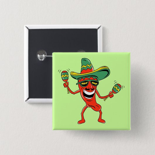 Dansend Pepper Cinco de Mayo Button (Voorkant /achterkant)