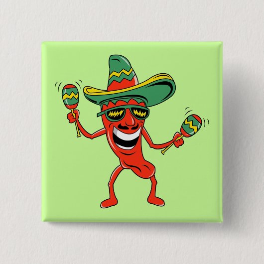 Dansend Pepper Cinco de Mayo Button (Voorkant)