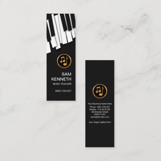 Dansend Piano Keys Music Teacher Mini Visitekaartje (Voorkant / Achterkant)