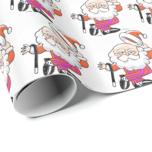 Dansend Santas Wrapping Paper Cadeaupapier (Rol Hoek)
