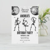 dansend schedel discotheekfeest kaart (Staand voorkant)