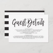 Dansend schrift Zwart | Wit | Gegevens gast Kaart (Voorkant / Achterkant)