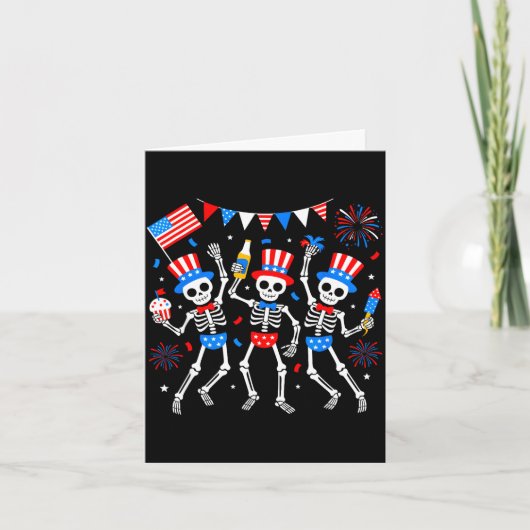 Dansend skelet 4 juli Amerika Amerikaans Kaart (Voorkant)