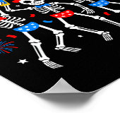 Dansend skelet 4 juli Amerika Amerikaans Poster (Hoek)