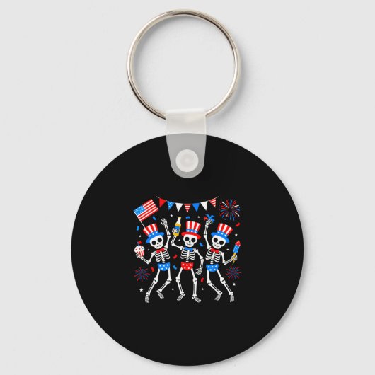 Dansend skelet 4 juli Amerika Amerikaans Sleutelhanger (Voorkant)