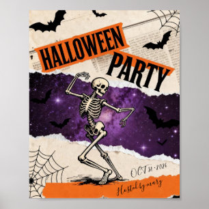Dansend skelet Aanpasbare Halloween-feest Poster