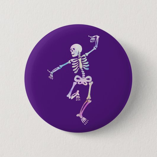 Dansend Skelet Aquarel Ronde Button 5,7 Cm (Voorkant)