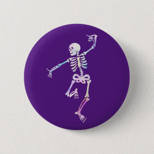 Dansend Skelet Aquarel Ronde Button 5,7 Cm