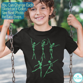 Dansend skelet ballet danser groen grappig spooky t-shirt