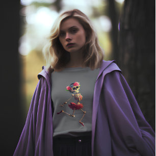 Dansend skelet bloemenkrans t-shirt