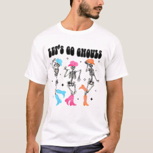 Dansend Skelet Cowboy Let's Go Ghouls Western T-shirt