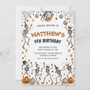 Dansend Skelet Disco Halloween Verjaardagsfeestje Kaart