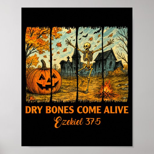 Dansend Skelet Droge Botten Komen tot Leven Christ Poster (Voorkant)