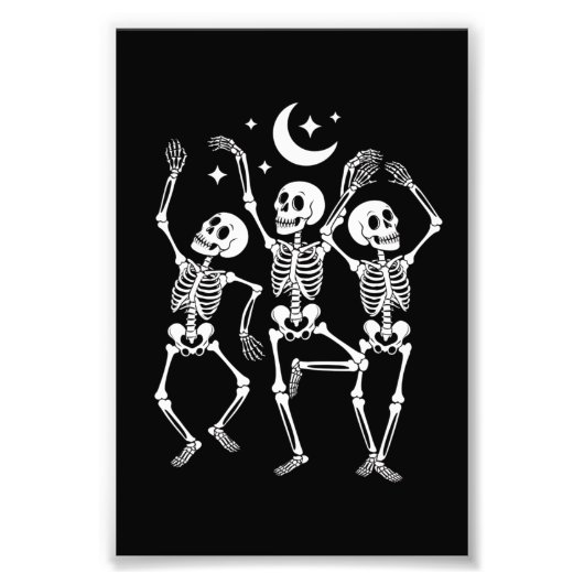 Dansend Skelet Gelukkig Halloween Herfst Schedel Foto Afdruk (Voorkant)