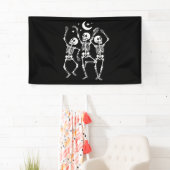 Dansend Skelet Gelukkig Halloween Herfst Schedel Spandoek (Insitu)