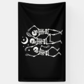 Dansend Skelet Gelukkig Halloween Herfst Schedel Spandoek (Verticaal)