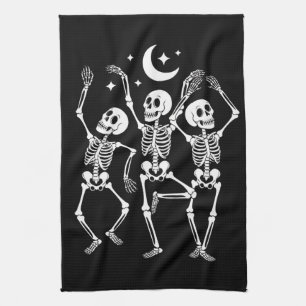 Dansend Skelet Gelukkig Halloween Herfst Schedel  Theedoek