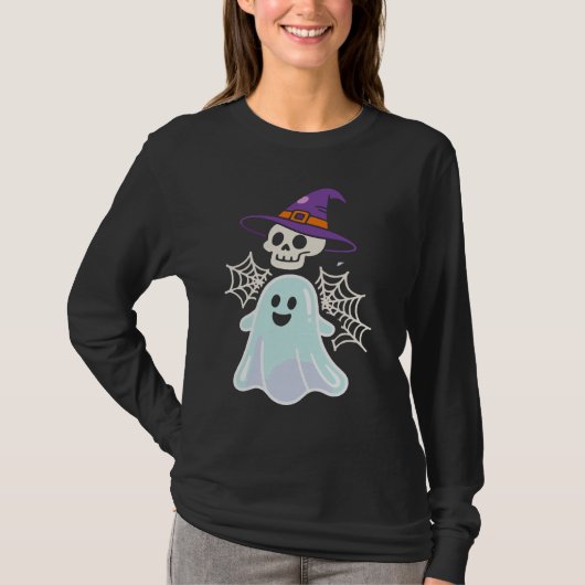 Dansend Skelet Grappige Halloween Schedel T-Shirt (Voorkant)