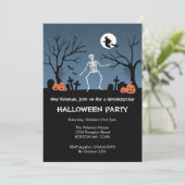 Dansend skelet Halloween-feest uitnodiging (Staand voorkant)