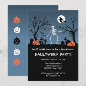 Dansend skelet Halloween-feest uitnodiging (Voorkant / Achterkant)