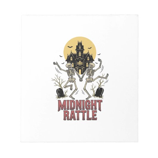 Dansend Skelet Halloween Geheime Begraafplaats Vin Notitieblok (Voorkant)