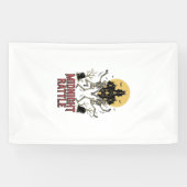 Dansend Skelet Halloween Geheime Begraafplaats Vin Spandoek (Horizontaal)
