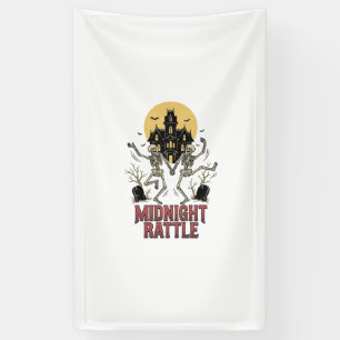 Dansend Skelet Halloween Geheime Begraafplaats Vin Spandoek