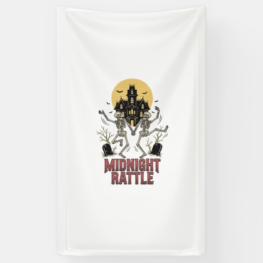 Dansend Skelet Halloween Geheime Begraafplaats Vin Spandoek (Verticaal)